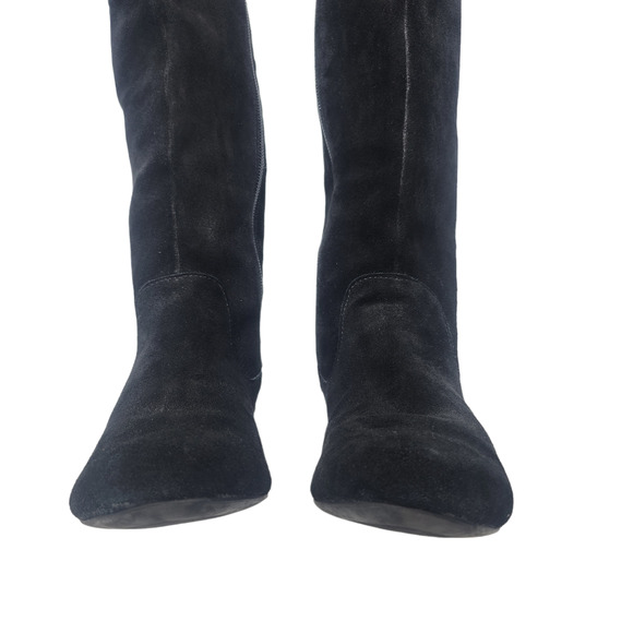 Style & Co Shoes Womens 6 Black Suede Leather Full Zipper Low Heel Tall Riding - Picture 3 of 12